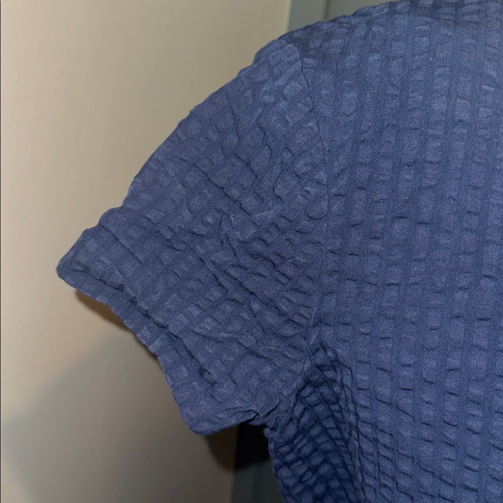 Brooks Brothers Navy Textured Short Sleeve Belted Dress - Picture 14 of 14